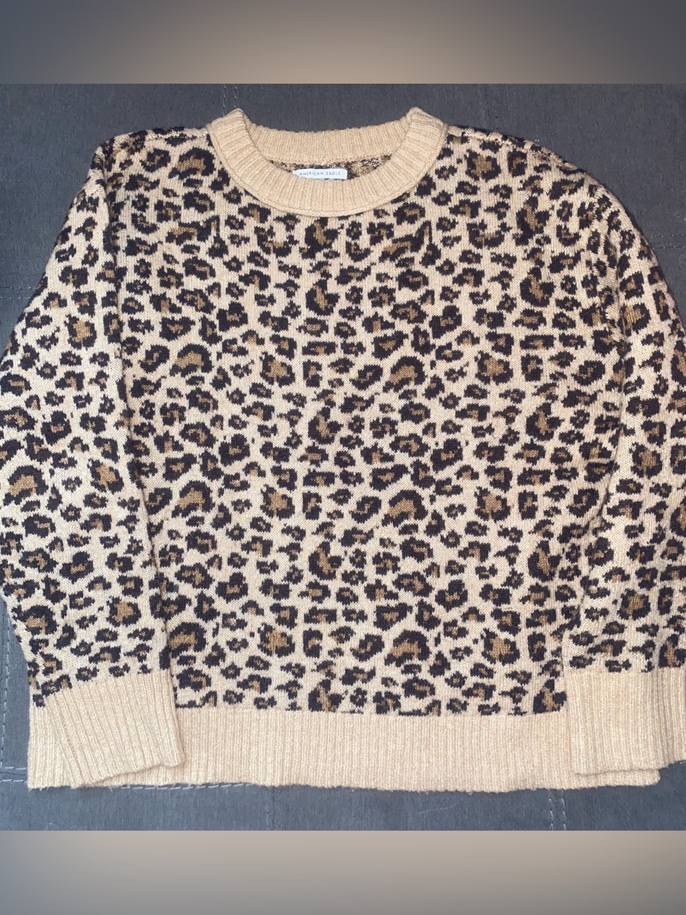 AE Whoa So Soft Crew Neck Cheetah Sweater - M